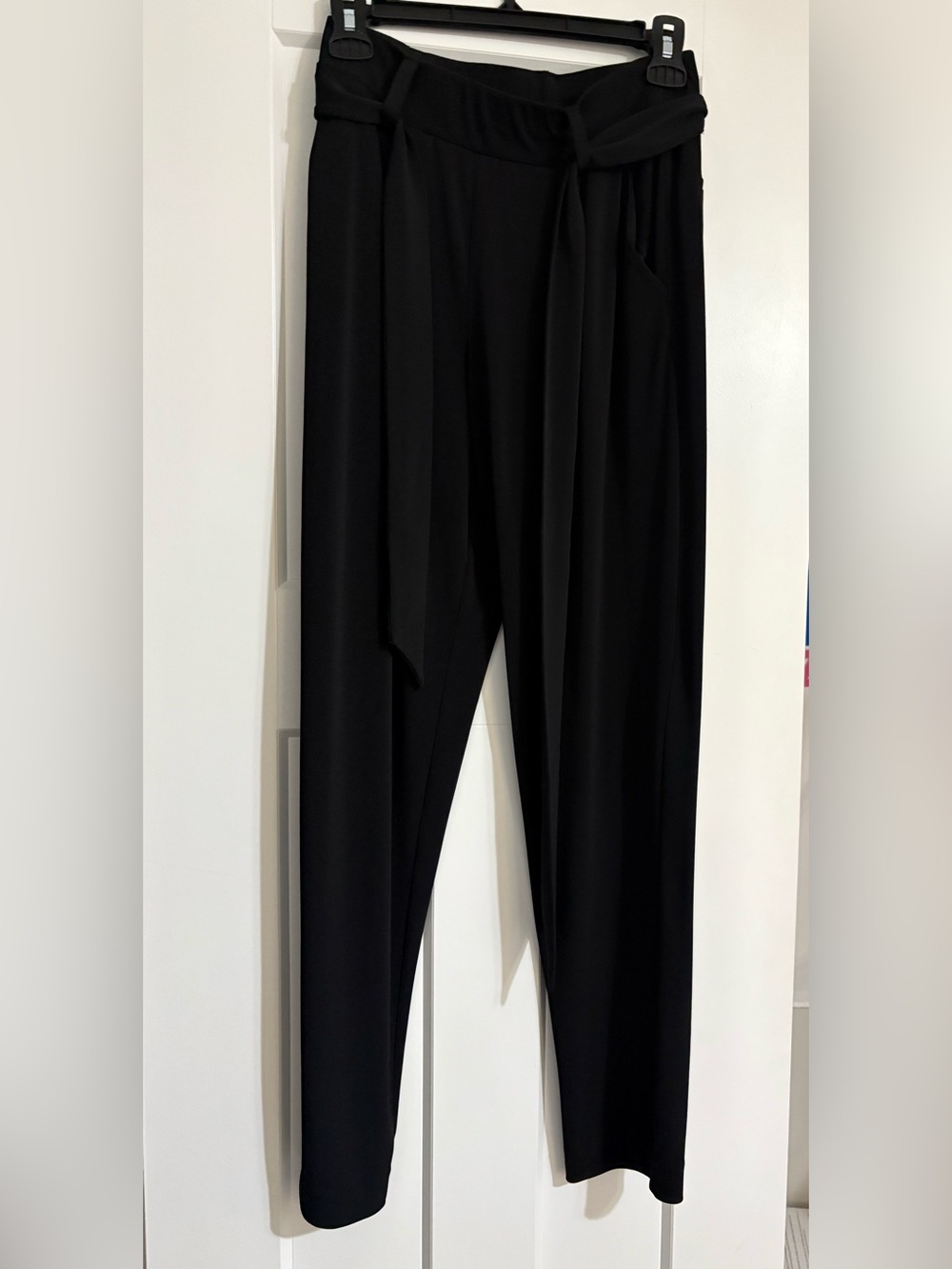 Express Black Draped Elastic-Waist Trousers